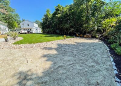 Stamped Concrete Patio, Beachscape, Landscape Drainage, Tropical Plant Installation Project in Newington, CT